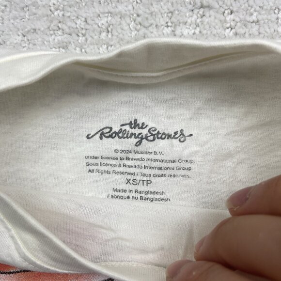 NEW The Rolling Stones Band T-Shirt Wom Sz XS White Off-White Tattoo Graphic - Picture 7 of 15